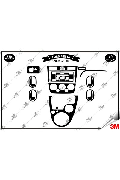 FD Damla Etiket Ford Fiesta 2005-2010 Torpido Konsol Trim Göğüs Maun Kaplama ...