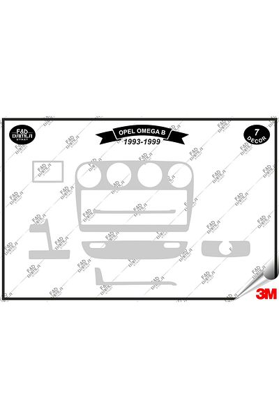FD Damla Etiket Opel Omega B 1993-1999 Κονσόλα γαντιών - 7 τεμάχια ασημί σετ με επικάλυψη μαόνι στήθους