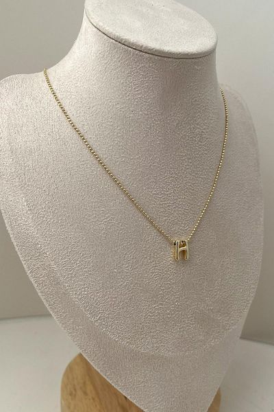 Modex Gold Color Three-Dimensional Letter H Necklace (45+5cm)