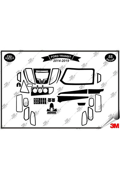 FD Damla Etiket غطاء وحدة التحكم باللون الأسود لسيارة Ford Transit 2014-2019 ...