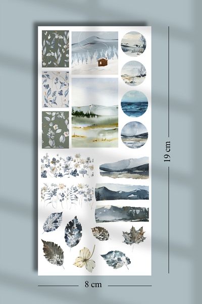 Hume Craft مجموعة ملصقات ذات طابع شتوي عتيق - مقاس 9 × 19 سم لمجلة رصاصة وكولاج سكرابوك