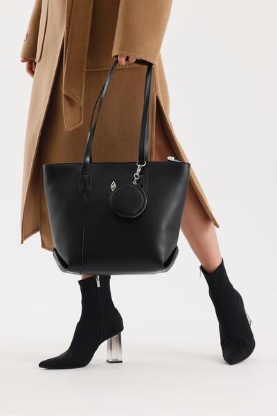 Aron Atelier Geantă de umăr pentru femei Veronika din piele moale neagră