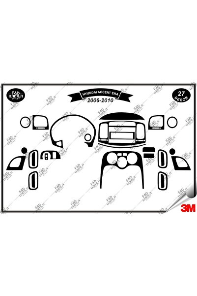FD Damla Etiket Hyundai Accent Era  2006-2010 Torpido Konsol Trim Göğüs Maun ...