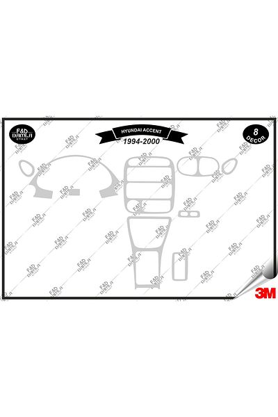 FD Damla Etiket Hyundai Accent 1994-2000 Κονσόλα γαντιών - 8 τεμάχια ασημί σετ με επικάλυψη μαόνι στήθους