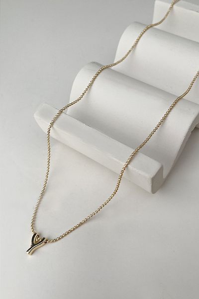 Modex Gold Color Three-Dimensional Letter Y Necklace (45+5cm)