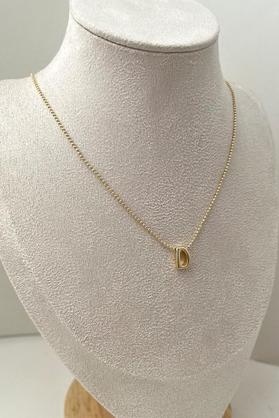 Modex Gold Color Three-Dimensional Letter D Necklace (45+5cm)