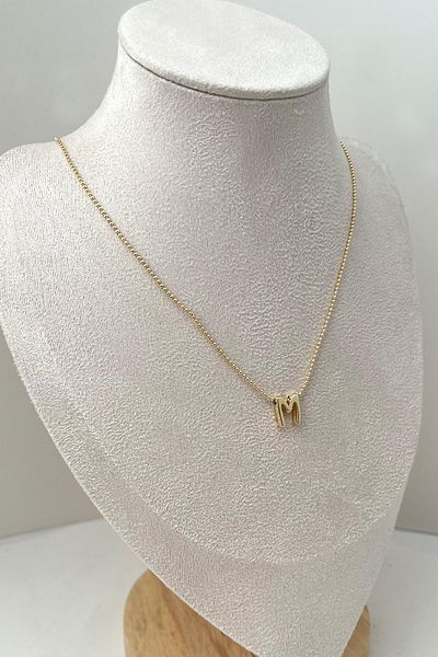 Modex Gold Color Three-Dimensional Letter m Necklace (45+5cm)