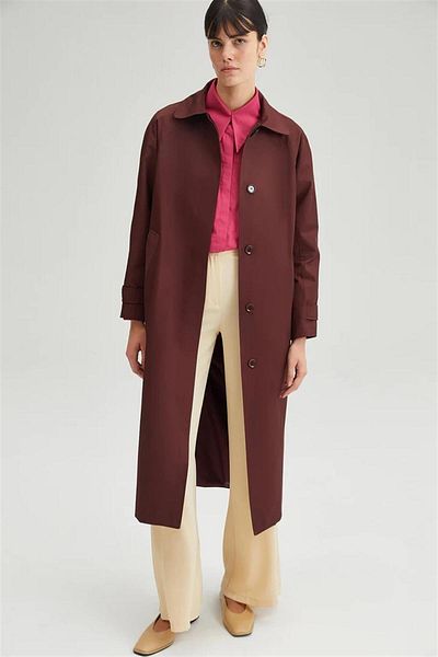 Touché Privé Touche Burgundy Relax Trenchcoat - Burgundy