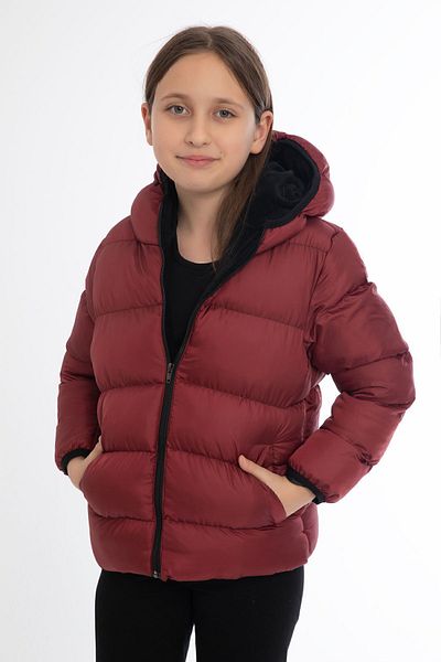 Royalside Sports Girl's Burgundy Fleece Hooded Waterproof Wind Resistant Winter Sport Coat