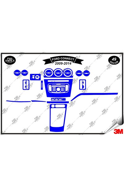 FD Damla Etiket لسيارة Ford Connect 2009-2014 باللون الأزرق لوحدة التحكم - مج...