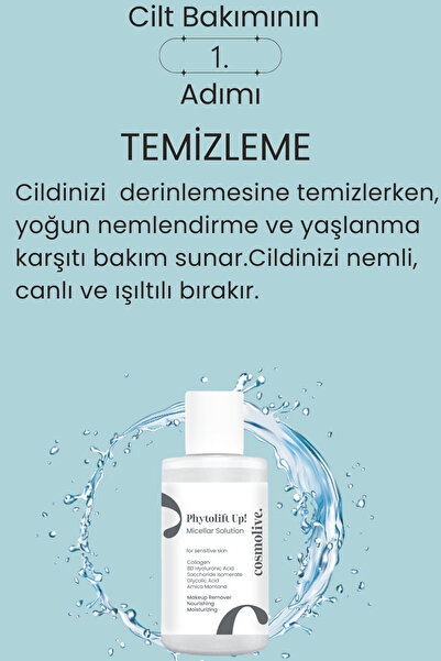Cosmolive Makyaj Temizleyici | Glikolik Ve Hyaluronik Asit | Nemlendirici Micellar Su