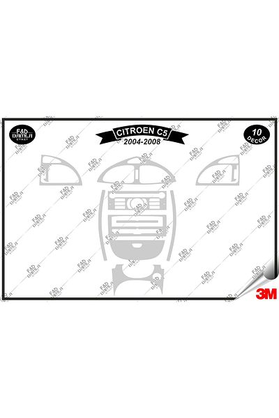 FD Damla Etiket Citroen C5 2004-2008 Κονσόλα Γκαμπάζ - Σετ μαόνι με επένδυση 10 τεμαχίων ασημί