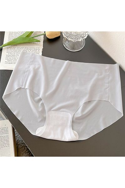 SWEETKORSE Set de 2 slip din mătase gri de gheață, fără urme, fără sudură, tăiat cu laser, micro transparent, cu talie înaltă