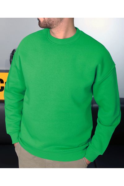 AMAZING CRASH Φούτερ Unisex Basic Crew Neck Oversize με γρασίδι πράσινο