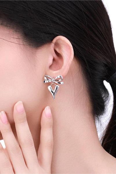 By Zeyna Aksesuar Heart and Ribbon Design - Women's Custom Earrings Zyn9