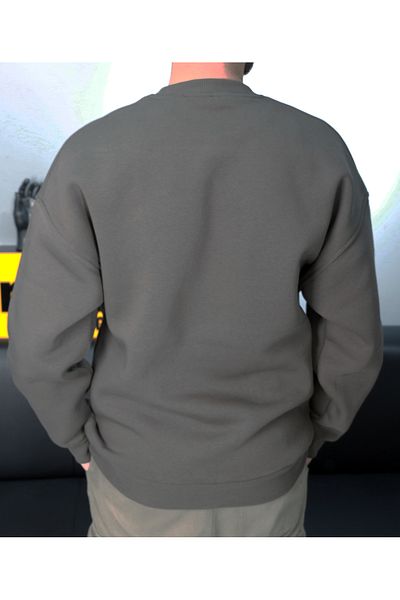 AMAZING CRASH Χακί Unisex Basic Τζάκετ με Στρογγυλή Λαιμόκοψη Oversize