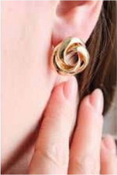 By Zeyna Aksesuar Women's Button Model Earrings