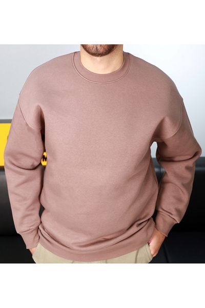 AMAZING CRASH Φούτερ Unisex Basic Crew Neck Oversize σε σκούρο βιζόν