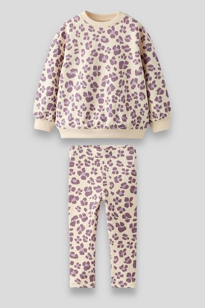 Magu Téli leopárdmintás pulóver leggings alsó-felső szett kisfiúnak