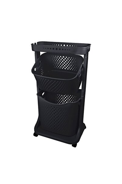 Evgereçlerim 3 Katlı Tekerlekli Kat Kat Banyo Mutfak Sepet Organizer Seti No2