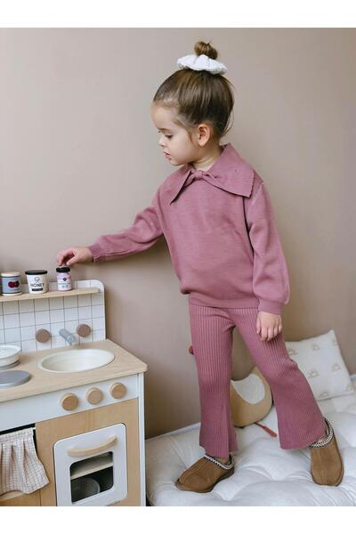 Magu Knitwear Bow Print Winter Cotton Sweatshirt Leggings Bottom-Top Set Girls