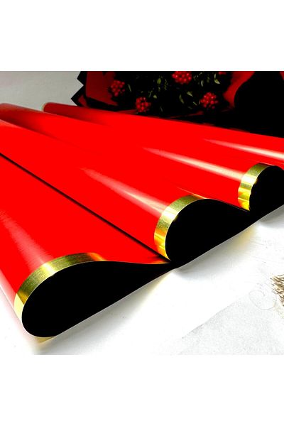 weloveis Gold Leaf Frame with Red and Black Background - 55X55Cm