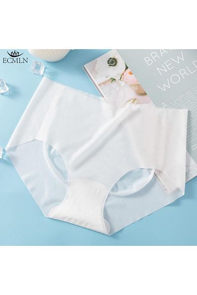 SWEETKORSE 2'li Set Buz Ipek Iz Yapmaz Dikişsiz Hayalet Ince Lazer Kesim Mikro Şeffaf Yüksek Bel Külot Beyaz