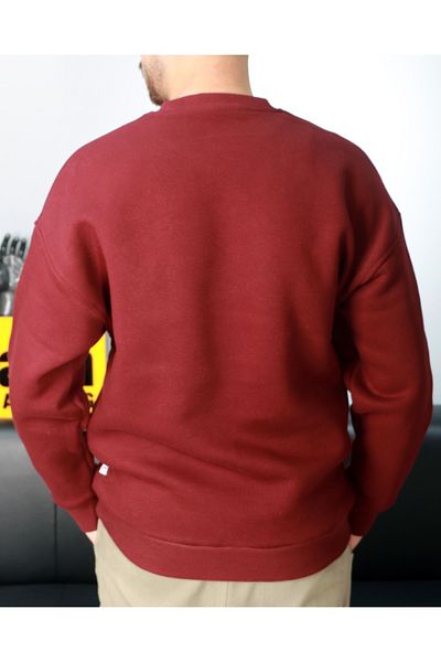 AMAZING CRASH Μπορντό Unisex Basic Crew Neck Oversize Φούτερ