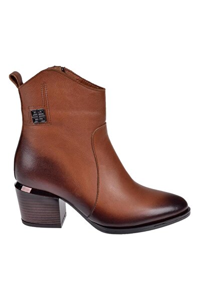 pullman Maximino Hakiki Deri Kalın Topuklu Kadın Bot MX-440 TABA