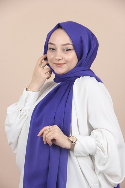 Sima Purple-113 Sima Chiffon Shawl - Janjan Detailed