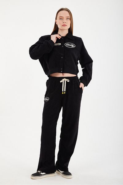 POODLE Women's Appliqued Bomber Jacket and Sweatpants Set