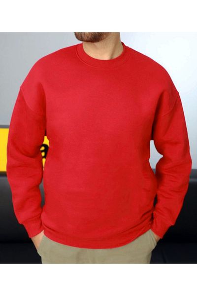 AMAZING CRASH Κόκκινο Unisex Basic Crew Neck Oversize φούτερ
