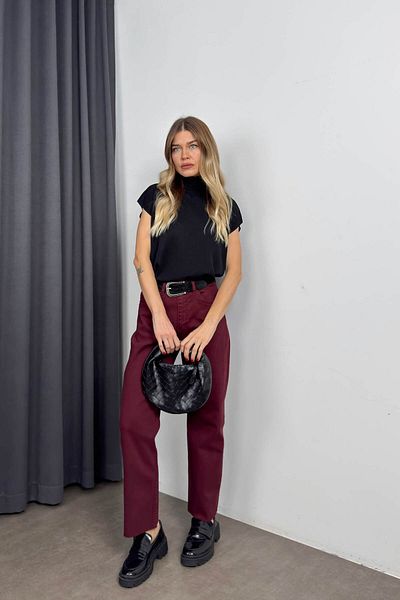 Sue Store Черна плетена блуза с поло яка и без ръкави