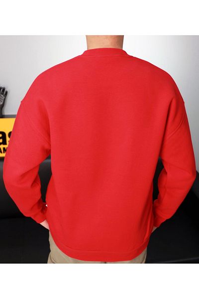AMAZING CRASH Κόκκινο Unisex Basic Crew Neck Oversize φούτερ