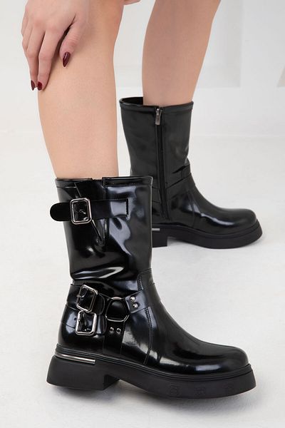 Beety 22bk87.7901 Genuine Leather Black Orthopedic Elastic Zippered Women's  Mother Boots - Trendyol
