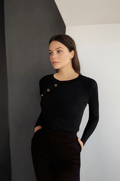 Trendyol Collection Μαύρη μονόχρωμη εφαρμογή/μονόχρωμη μπλούζα με μανίκια ρεγκλάν λεπτομέρεια ελαστική πλεκτή μπλούζα TWOAW25BZ00017