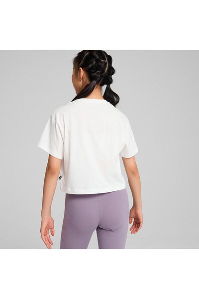 Puma Puma Girls Logo Cropped Tee - White/Sunbash