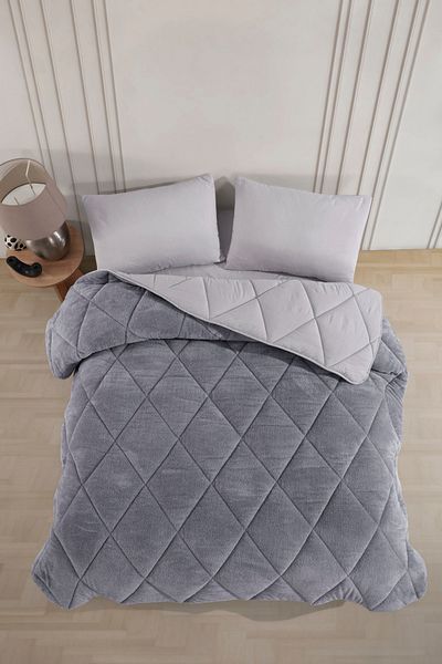 Formeya Luxuriöse, graue Wellsoft-Steppdecke in Kingsize-Größe, doppelseitig, 215 x 235