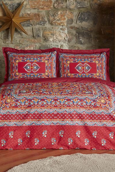 Karaca Home Axis Board Red Double 100% Cotton Duvet Cover Set