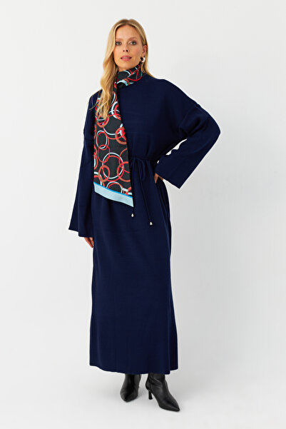 Cool & Modest Women's Navy Blue Knitwear Maxi Dress Mtc3367
