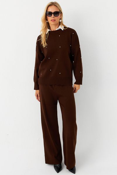 Cool & Modest Women's Brown Stone Detailed Set - Myil10