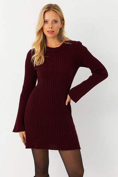Cool & Sexy Rochie mini tricotaje spaniole bordeaux pentru femei YV273