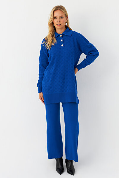 Cool & Modest Сакс Кольоровий Перлинний Жіночий Трикотажний Комплект - MNUV33