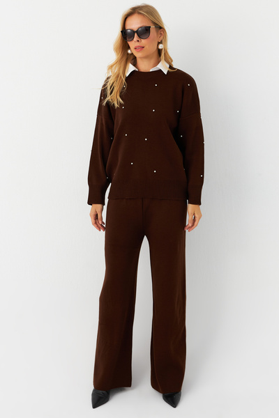 Cool & Modest Barna kő részletes női szett - MYİL10