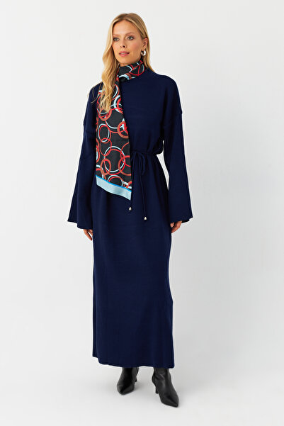 Cool & Modest Women's Navy Blue Knitwear Maxi Dress Mtc3367