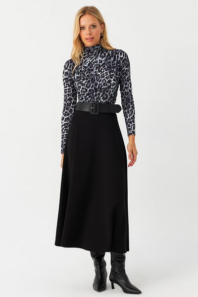 Cool & Modest Schwarzer A-Linien-Rock für Damen – MLON3005