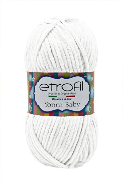 Etrofil Fire de tricotat manual din catifea Yonca Baby - 70136 Alb
