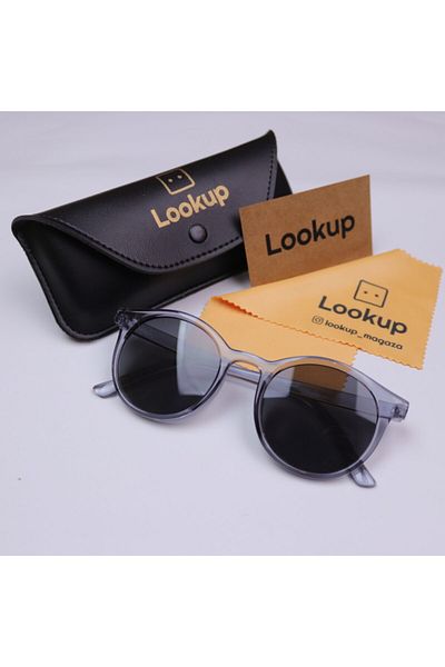 LOOKUP Lookup Blue-gray Vintage Round Korean Style Women's Sunglasses