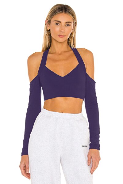 By Kul Design Μωβ μεταξωτό μπλουζάκι - Γυναικείο, με λαιμόκοψη