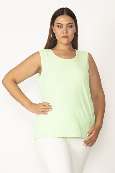 Şans Dámská velká zelená bavlněná halenka s výstřihem bez rukávů 65n27624